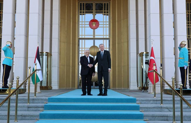Recep Tayyip Erdogan - Mahmoud Abbas meeting in Ankara ANKARA, TURKIYE - AUGUST 12: (----EDITORIAL USE ONLY - MANDATORY CREDIT - TURKISH PRESIDENCY MURAT CETINMUHURDAR HANDOUT - NO MARKETING NO ADVERTISING CAMPAIGNS - DISTRIBUTED AS A SERVICE TO CLIENTS----) Turkish President Recep Tayyip Erdogan welcomes Palestinian President Mahmoud Abbas with an official ceremony at the Presidential Complex during his official visit to Ankara, Turkiye, on August 12, 2026. TUR Presidency Murat Cetinmuhurdar Handout Anadolu Ankara Turkey. Editorial use only. Please get in touch for any other usage.  Copyright: x2026xAnadoluxTURxPresidencyx MuratxCetinmuhurdarx xHandoutx