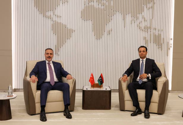 Turkish Foreign Minister Hakan Fidan in Libya BENGHAZI, LIBYA - AUGUST 12: (----EDITORIAL USE ONLY MANDATORY CREDIT - TURKISH FOREIGN MINISTRY HANDOUT - NO MARKETING NO ADVERTISING CAMPAIGNS - DISTRIBUTED AS A SERVICE TO CLIENTS----) Turkish Foreign Minister Hakan Fidan meets with Bilkasem Haftar, Chairman of the Libyan Development and Reconstruction Fund, in Benghazi, Libya, on August 12, 2026. Turkish Foreign Ministry Handout Anadolu Benghazi Libya. Editorial use only. Please get in touch for any other usage.  Copyright: x2026xAnadoluxTurkishxForeignxMinistryx xHandoutx