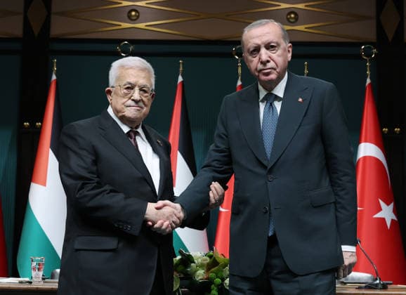 Recep Tayyip Erdogan - Mahmoud Abbas meeting in Ankara ANKARA, TURKIYE - AUGUST 12: (----EDITORIAL USE ONLY - MANDATORY CREDIT - TURKISH PRESIDENCY MURAT CETINMUHURDAR HANDOUT - NO MARKETING NO ADVERTISING CAMPAIGNS - DISTRIBUTED AS A SERVICE TO CLIENTS----) Turkish President Recep Tayyip Erdogan and Palestinian President Mahmoud Abbas hold a joint press conference at the Presidential Complex in Ankara, Turkiye on August 12, 2026. TUR Presidency Murat Cetinmuhurdar Handout Anadolu Ankara Turkey. Editorial use only. Please get in touch for any other usage.  Copyright: x2026xAnadoluxTURxPresidency xMuratxCetinmuhurdarx xHandoutx