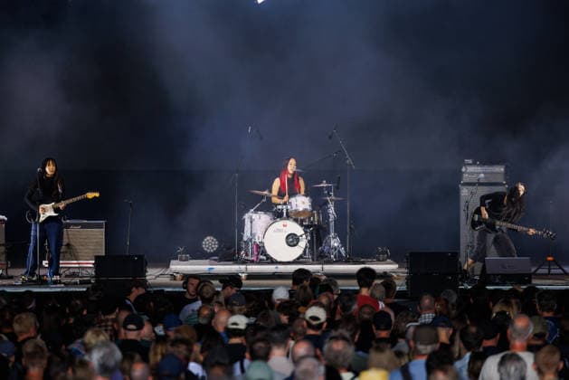 Sailor Honeymoon live at Oyafestivalen 2026 Oslo, Norway. 12th, August 2026. The South Korean punk rock band Sailor Honeymoon performs a live concert during the Norwegian music festival Oyafestivalen 2026 in Oslo. Here drummer and singer Abi Raymaker is seen live on stage wiht bass player Kim Yerim (R) and guitarist Zaeeun Shin (L). Norway, Oslo  Copyright: xGonzalesxPhoto KetilxMartinsenx