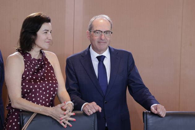 Dorothee Bär, Bundesministerin für Forschung, Technologie und Raumfahrt, Alexander Dobrindt (CSU), Bundesinnenminister, Deutschland, Berlin, Bundeskanzleramt, Das Bundeskabinett befasst sich in seiner 55. Sitzung am 12. August 2026 unter anderem mit dem Gesetzentwurf zur Einführung einer Frühstartrente. *** Dorothee Bär, Federal Minister for Research, Technology, and Space, Alexander Dobrindt (CSU), Federal Minister of the Interior, Germany, Berlin, Federal Chancellery, At its 55th meeting on August 12, 2026, the Federal Cabinet will address, among other things, the draft bill to introduce an early retirement pension