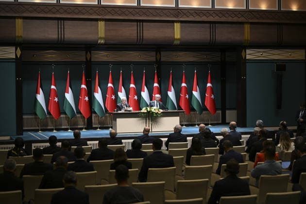 Recep Tayyip Erdogan - Mahmoud Abbas joint press conference in Ankara ANKARA, TURKIYE - AUGUST 12: Turkish President Recep Tayyip Erdogan and Palestinian President Mahmoud Abbas hold a joint press conference at the Presidential Complex in Ankara, Turkiye on August 12, 2026. Dogukan Keskinkilic Anadolu Ankara Turkey. Editorial use only. Please get in touch for any other usage.  Copyright: x2026xAnadoluxDogukanxKeskinkilicx