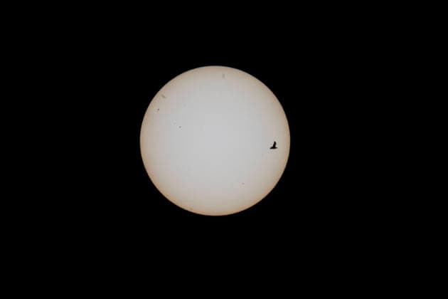 This image shows a partial solar eclipse captured in Hemiksem on %datetext. The moon will cover about 90% of the sun during this solar eclipse. %PHOTOGRAPHER  TomxGoyvaerts 183228142