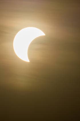 A partial solar eclipse appears over Germany. Germany - Kassel, 12.08.2026 A partial solar eclipse is seen over the rooftops of Kassel as the Moon passes in front of the Sun obscuring up to 89 percent when viewed from a central location in Germany. The total phase of the eclipse is visible only in parts of Greenland, Iceland and Spain, while Germany remains outside the path of totality. Hesse