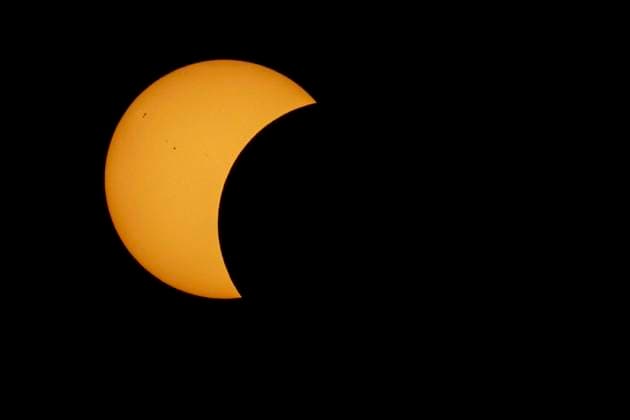 Solar eclipse in Spain™s Palencia Province, partial phase. Becerril de Campos Palencia Spain