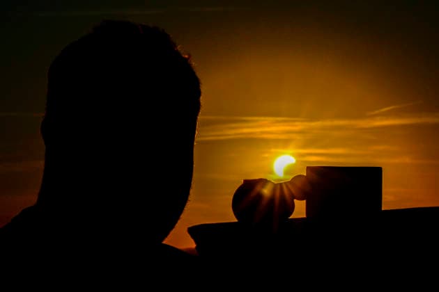 People observe partial solar eclipse in Nedvedice, Brno Region, Czech Republic, August 12, 2026. (CTKxPhoto VaclavxSalek) CTKPhotoP2026081206970  CTKPhotoP2026081206970