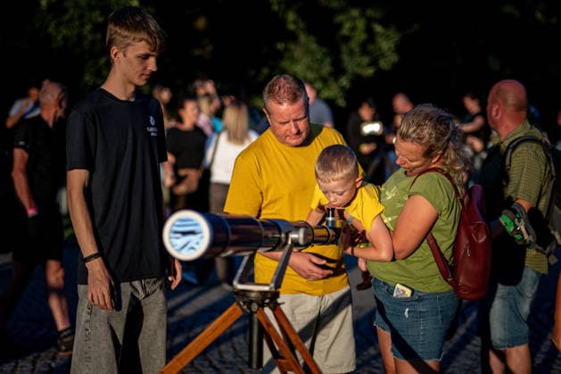 Partial solar eclipse in Czech Republic OSTRAVA, CZECH REPUBLIC - AUGUST 12: People use telescopes to observe a partial solar eclipse at an outdoor gathering in Ostrava, Czech Republic, on August 12, 2026. Lukas Kabon Anadolu Ostrava Czech Republic. Editorial use only. Please get in touch for any other usage.  Copyright: x2026xAnadoluxLukasxKabonx