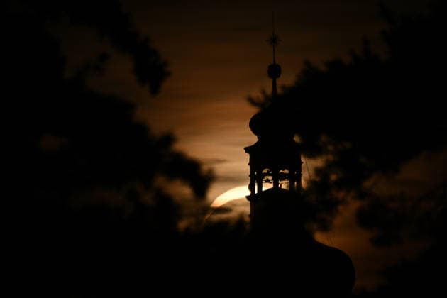 August 12, 2026, Mnichovo Hradiste, Czech Republic: Partial solar eclipse over the Church of St. James in Mnichovo Hradiste, Czech Republic. On August 12, 2026, nearly one billion people could potentially see a partial solar eclipse. Wednesday™s eclipse was mainland Europe™s first total solar eclipse since 1999. Mnichovo Hradiste Czech Republic - ZUMAr156 20260812_aap_r156_003 Copyright: xSlavekxRutax