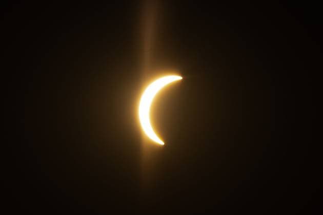 August 12, 2026, Guadalajara, Spain: GUADALAJARA, SPAIN Ã¢â‚¬ AUGUST 12, 2026: A partial solar eclipse is visible in the sky over Guadalajara as the Moon passes between the Earth and the Sun, partially obscuring the solar disk. The astronomical phenomenon was observed across parts of Spain and other regions. Guadalajara Spain - ZUMAq101 20260812_zna_q101_190 Copyright: xAdrioÂ¡NxDuroÂ¡NxMedianox