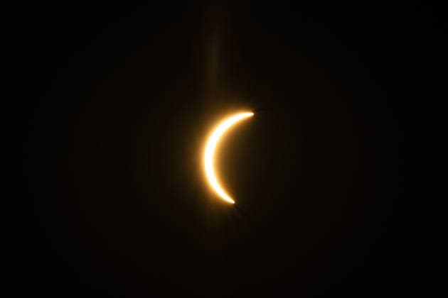 August 12, 2026, Guadalajara, Spain: GUADALAJARA, SPAIN Ã¢â‚¬ AUGUST 12, 2026: A partial solar eclipse is visible in the sky over Guadalajara as the Moon passes between the Earth and the Sun, partially obscuring the solar disk. The astronomical phenomenon was observed across parts of Spain and other regions. Guadalajara Spain - ZUMAq101 20260812_zna_q101_192 Copyright: xAdrioÂ¡NxDuroÂ¡NxMedianox