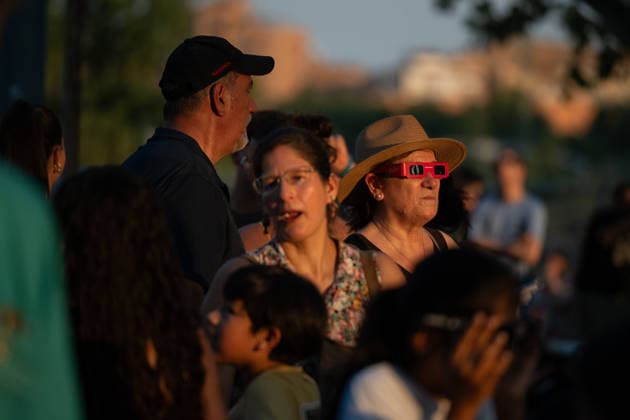People gather in Zaragoza, Spain, to watch the total solar eclipse of August 12, 2026, as the Moon passes in front of the Sun and the city is briefly plunged into twilight Zaragoza Spain Copyright: xNanoxCalvox xVWPicsx NN-EclipseZaragoza-7