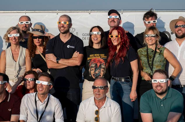 The Yebes Guadalajara Observatory will serve as the official observation site for the 2026 total solar eclipse. File photo: Diana Morant, Minister of Science, Innovation, and Universities, along with European Space Agency astronauts Pablo Álvarez and Sara García, and several others, during the official observation of the total solar eclipse on August 12, 2026, at the Yebes Observatory in Yebes, Guadalajara, Castilla-La Mancha, Spain. This is the first total solar eclipse visible from the Iberian Peninsula in over a century. The path of totality crosses Spain from west to east and passes through numerous provincial capitals, from which observers will be able to witness the first event of the so-called trio of eclipses, since on August 2,  Copyright: xAlbertoxOrtegax 7712166