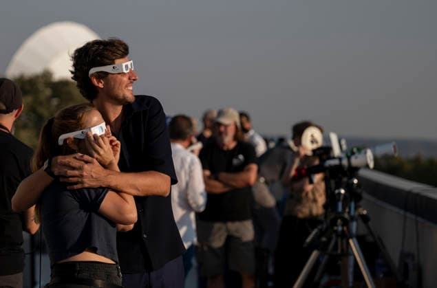 The Yebes Observatory in Guadalajara will serve as the official observation site for the 2026 total solar eclipse. Several people during the total solar eclipse at the Yebes Observatory on August 12, 2026, in Yebes, Guadalajara, Castilla-La Mancha, Spain. This is the first total solar eclipse visible from the Iberian Peninsula in over a century. The path of totality crosses Spain from west to east and passes through numerous provincial capitals, from which observers will be able to witness the first event of the so-called trio of eclipses, since on August 2, 2027, another total eclipse will cross Spain, and on January 26, 2028, an annular eclipse will occur. Date: August 12, 2026. Read less. August 12, 2026. Yebes, SPAIN. Yebes, SPAIN. S  Copyright: xAlbertoxOrtegax 7712205