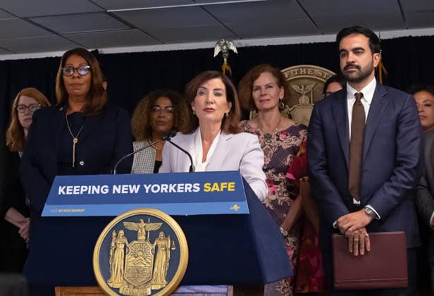 Governor Hochul Press Conference on ICE Overreach Featuring: AG Letitia James, Governor Kathy Hochul, Mayor Zohran Mamdani Where: New York, New York, United States When: 12 Aug 2026 Credit: Janet Mayer INSTARimages.com EDITORIAL USE ONLY. NOT FOR USE BY NEWSPAPERS BASED IN THE UK. Copyright: xx instar55912980
