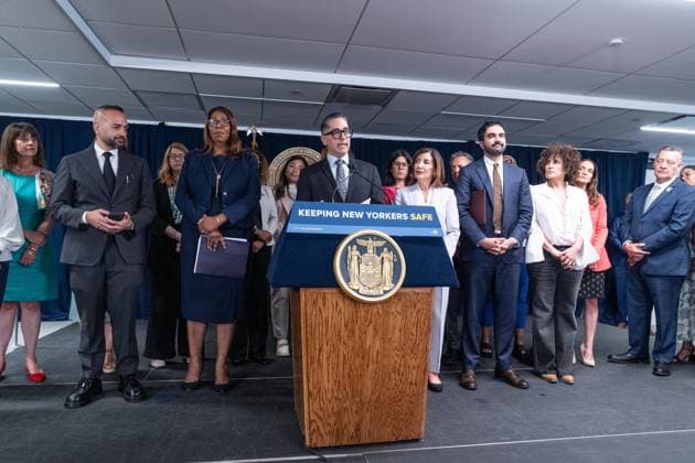 August 12, 2026, New York, New York, USA: President and CEO of Hispanic Federation Frankie Miranda speaks during joint press briefing with Governor Kathy Hochul, Mayor Zohran Mamdani, Attorney General Letitia James and elected officials and activists standing up to Federal ICE overreach at Governor s office in New York, NY on August 12, 2026. New York USA - ZUMAr339 20260812_znp_r339_032 Copyright: xLevxRadinx