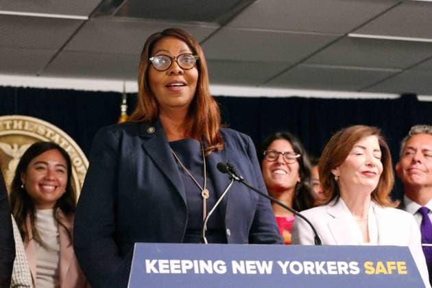 Ice Overreach Announcement New York, NY- August 12: Governor Kathy Hochul, Mayor Zohran Kwame Mamdani and Attorney General Letitia James make an announcement standing up to federal ICE overreach on August 12 2026 Credit: Camara Porter AdMedia EDITORIAL USE ONLY  Copyright: xx CamaraxPorterx xAdMediax admphotosthree009754