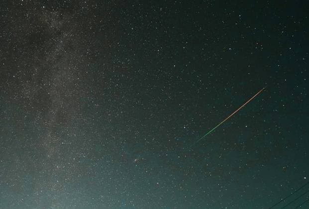 BAIYIN, CHINA - AUGUST 12: Multiple Perseid meteors streak across the night sky near Yongtai Ancient City on August 12, 2026 in Baiyin, Gansu Province of China.The Perseid meteor shower will be visible on Wednesday night and before dawn Thursday morning, reaching its expected peak -- or point of maximum meteor activity -- on Thursday at 10:53 a.m. ET, according to EarthSky.  Copyright: xVCGx 111659676916