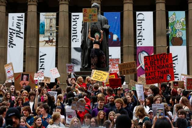 August 13, 2026, Melbourne, Victoria State, Australia: (EDITORS NOTE: Image contains profanity) A Protester shouts slogans during the rally..Thousands of university and high school students marched through MelbourneÃ¢â‚¬â ¢s CBD as part of a nationwide student protest against Pauline Hanson and One Nation. Organisers said the action was aimed at opposing the partyÃ¢â‚¬â ¢s policies and political views and raising concerns about the growing support for One Nation. The protest comes as One Nation campaigns in Victoria ahead of the 2026 Victorian state election, with Hanson leading the partyÃ¢â‚¬â ¢s campaign. Melbourne Australia - ZUMAs197 20260813_aaa_s197_037 Copyright: xYexMyoxKhantx