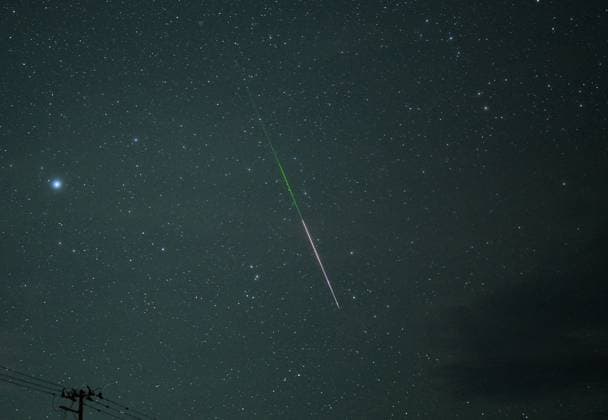Perseid meteor shower A shooting star lights up the sky over Sado in Niigata Prefecture, northwest of Tokyo, in the early hours of Aug. 13, 2026, as the annual summer Perseid meteor shower peaks.  A14AA0005625660P