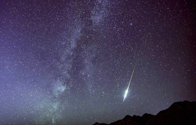 (260813) -- BEIJING, Aug. 13, 2026 -- This photo taken on Aug. 13, 2026 shows Perseid meteor shower over Helan Mountain in Yinchuan City, northwest China s Ningxia Hui Autonomous Region. Perseid meteor shower, which peaks on August 12 and 13 this year, is an annual meteor shower that occurs from mid-July to late August. ) (EcoChina)CHINA-PERSEID METEOR SHOWER (CN) YangxZhisen 