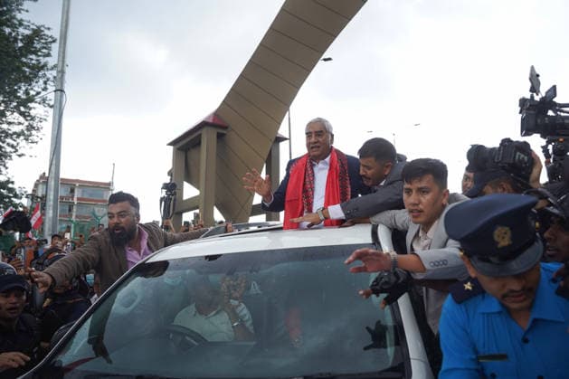 August 13, 2026, Kathmandu, Bagmati, Nepal: Sher Bahadur Deuba, the immediate past president of the Nepali Congress, has returned to Nepal after five and a half months. A crowd of leaders from the Nepali Congress faction opposed to the party establishment has gathered at Tribhuvan International Airport to welcome him. Kathmandu Nepal - ZUMAa308 20260813_znp_a308_004 Copyright: xChandraxBahadurxAlex