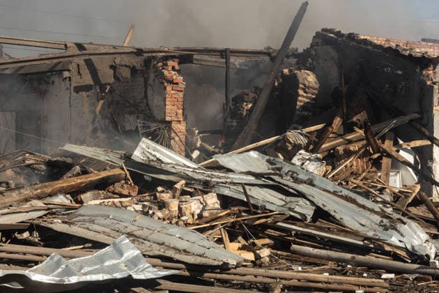 Warehouse fire after Russian airstrike in Kramatorsk KRAMATORSK, UKRAINE - AUGUST 13: A view of burning, destroyed facilities at a warehouse following a Russian airstrike in Kramatorsk, Ukraine, on August 13, 2026. Francisco Richart Anadolu Kramatorsk Ukraine. Editorial use only. Please get in touch for any other usage.  Copyright: x2026xAnadoluxFranciscoxRichartx
