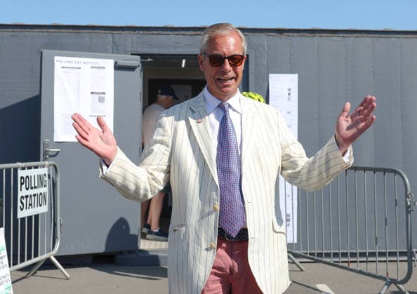 August 13, 2026, Clacton-On-Sea, Essex, UK: Clacton-On-Sea, UK. Reform UK leader, Nigel Farage, casts his vote at a polling station in Clacton-On-Sea, Essex. Nigel Farage has resigned his seat and has been campaigning to be re-elected in the Clacton constituency at the by-election, which takes place today. Clacton-On-Sea UK  - ZUMAl94_ 20260813_zaf_l94_025 Copyright: xJacquelinexLawriex
