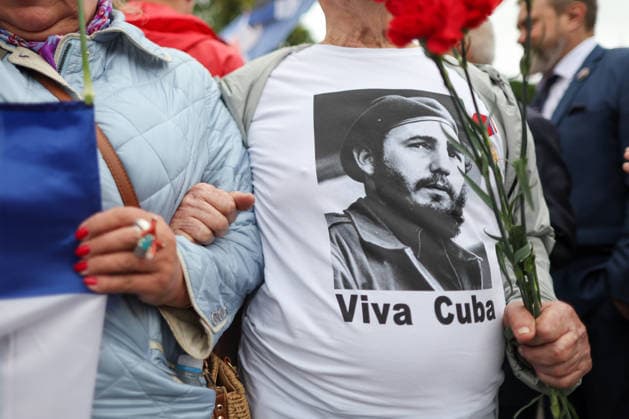 13.08.2026. Russia. Moscow. People at the flower-laying ceremony dedicated to the 100th anniversary of the birth of the leader of the Cuban Revolution Fidel Castro in Fidel Castro Square. Alexey Belkin NEWS.ru BelkinxAlexey