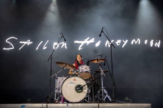 Sailor Honeymoon live at Oyafestivalen 2026 Oslo, Norway. 12th, August 2026. The South Korean punk rock band Sailor Honeymoon performs a live concert during the Norwegian music festival Oyafestivalen 2026 in Oslo. Here singer and drummer Abi Raymaker is seen live on stage. Norway, Oslo  Copyright: xGonzalesxPhoto Per-OttoxOppix