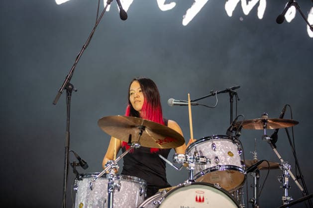 Sailor Honeymoon live at Oyafestivalen 2026 Oslo, Norway. 12th, August 2026. The South Korean punk rock band Sailor Honeymoon performs a live concert during the Norwegian music festival Oyafestivalen 2026 in Oslo. Here singer and drummer Abi Raymaker is seen live on stage. Norway, Oslo  Copyright: xGonzalesxPhoto Per-OttoxOppix