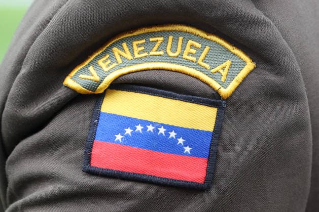 13.08.2026. Russia. Moscow. The chevron of the Venezuelan Armed Forces on a military uniform at a flower-laying ceremony dedicated to the 100th anniversary of the birth of the leader of the Cuban Revolution Fidel Castro in Fidel Castro Square. Alexey Belkin NEWS.ru BelkinxAlexey