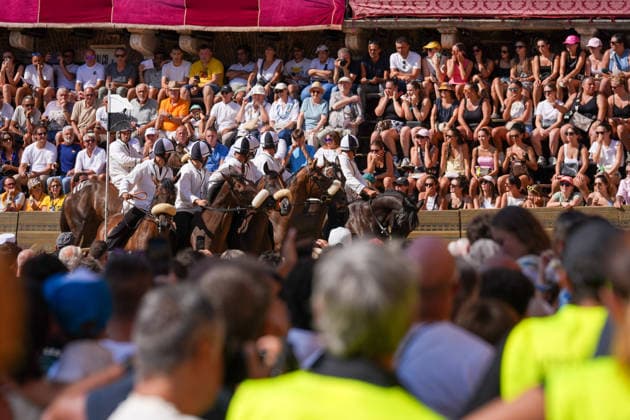 August 13, 2026, Siena, Toscana, ITALIA: Siena, Piazza del Campo Ã¢â‚¬ August 13, 2026. The *Tratta* took place this morning; it is one of the key moments of the Palio, during which the selected horses are assigned by lot to the ten *Contrade* participating in the race on August 16. Siena ITALIA  - ZUMAs236 20260813_aap_s236_015 Copyright: xFabioxSassox