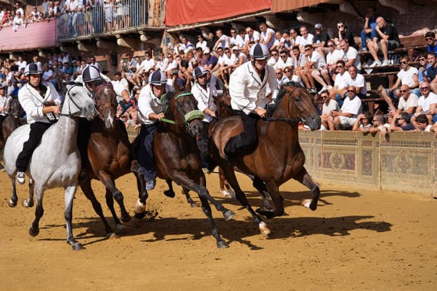 August 13, 2026, Siena, Toscana, ITALIA: Siena, Piazza del Campo Ã¢â‚¬ August 13, 2026. The *Tratta* took place this morning; it is one of the key moments of the Palio, during which the selected horses are assigned by lot to the ten *Contrade* participating in the race on August 16. Siena ITALIA  - ZUMAs236 20260813_aap_s236_025 Copyright: xFabioxSassox
