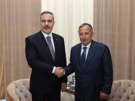 Turkish Foreign Minister Hakan Fidan in Egypt EL ALAMEIN, EGYPT - AUGUST 13: (----EDITORIAL USE ONLY MANDATORY CREDIT - TURKISH FOREIGN MINISTRY HANDOUT - NO MARKETING NO ADVERTISING CAMPAIGNS - DISTRIBUTED AS A SERVICE TO CLIENTS----) Turkish Foreign Minister Hakan Fidan meets with Arab League Secretary-General Nabil Fahmy in El Alamein, Egypt on August 13, 2026. Turkish Foreign Ministry Anadolu El Alamein Egypt. Editorial use only. Please get in touch for any other usage.  Copyright: x2026xAnadoluxTurkishxForeignxMinistryx