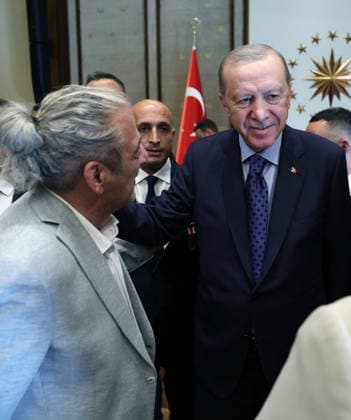 Turkish President Recep Tayyip Erdogan ANKARA, TURKIYE - AUGUST 13: (----EDITORIAL USE ONLY - MANDATORY CREDIT - TURKISH PRESIDENCY MURAT KULA HANDOUT - NO MARKETING NO ADVERTISING CAMPAIGNS - DISTRIBUTED AS A SERVICE TO CLIENTS----) Turkish President Recep Tayyip Erdogan receives the families of martyrs at the Presidential Complex in Ankara, Turkiye on August 13, 2026. Turkish Presidency Murat Kula Anadolu Ankara Turkey. Editorial use only. Please get in touch for any other usage.  Copyright: x2026xAnadoluxTurkishxPresidency xMuratxKulax
