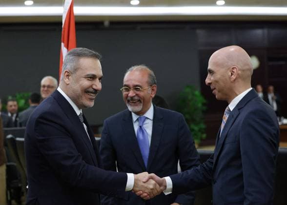 Turkiye-Egypt Joint Planning Group holds second meeting in El Alamein EL ALAMEIN, EGYPT - AUGUST 13: (----EDITORIAL USE ONLY MANDATORY CREDIT - TURKISH FOREIGN MINISTRY HANDOUT - NO MARKETING NO ADVERTISING CAMPAIGNS - DISTRIBUTED AS A SERVICE TO CLIENTS----) Turkish Foreign Minister Hakan Fidan (L) attends the second meeting of the Turkiye-Egypt Joint Planning Group in El Alamein, Egypt on August 13, 2026. Turkish Foreign Ministry Handout Anadolu El Alamein Egypt. Editorial use only. Please get in touch for any other usage.  Copyright: x2026xAnadoluxTurkishxForeignxMinistryx xHandoutx