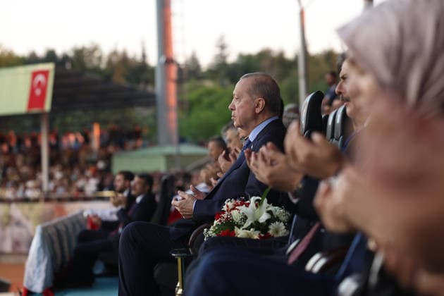 Turkish President Recep Tayyip Erdogan ANKARA, TURKIYE - AUGUST 13: (----EDITORIAL USE ONLY - MANDATORY CREDIT - TURKISH PRESIDENCY MURAT KULA HANDOUT - NO MARKETING NO ADVERTISING CAMPAIGNS - DISTRIBUTED AS A SERVICE TO CLIENTS----) Turkish President Recep Tayyip Erdogan prays during Gendarmerie and Coast Guard Academy Graduation Ceremony at Gendarmerie and Coast Guard Academy in Beytepe district of Ankara, Turkiye on August 13, 2026. Turkish Presidency Murat Kula Anadolu Ankara Turkey. Editorial use only. Please get in touch for any other usage.  Copyright: x2026xAnadoluxTurkishxPresidencyx xMuratxKulax