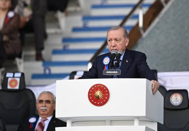 Turkish President Recep Tayyip Erdogan ANKARA, TURKIYE - AUGUST 13: Turkish President Recep Tayyip Erdogan delivers a speech as he attends Gendarmerie and Coast Guard Academy Graduation Ceremony at Gendarmerie and Coast Guard Academy in Beytepe district of Ankara, Turkiye on August 13, 2026. Mehmet Ali Ozcan Anadolu Ankara Turkey. Editorial use only. Please get in touch for any other usage.  Copyright: x2026xAnadoluxMehmetxAlixOzcanx