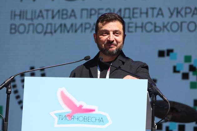 President of Ukraine Volodymyr Zelenskyy addresses participants in the final stage of selection for the National Tysiachovesna Initiative during a working visit to Ivano-Frankivsk, Ukraine, August 13, 2026. The Tysiachovesna (Thousand Springs) Initiative of the President of Ukraine is implemented by the Ministry of Culture and the Office of the President. It is designed to foster the creation of new, high-quality Ukrainian cultural products, with up to UAH 4 billion in state support allocated for its implementation. (Photo by Yurii Rylchuk Ukrinform) Ukrainian President addresses finalists of National Tysiachovesna Initiative  Copyright: xYuriixRylchukx