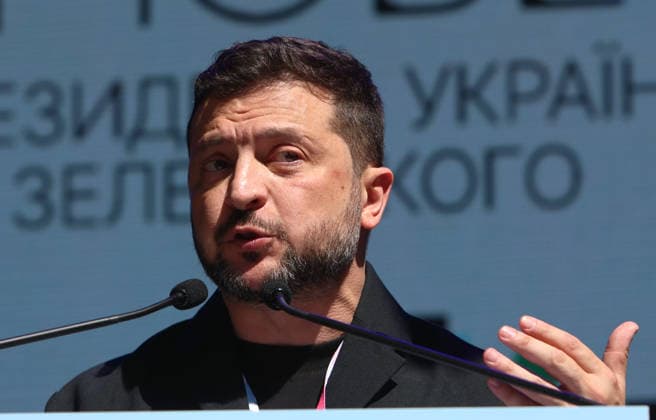 President of Ukraine Volodymyr Zelenskyy addresses participants in the final stage of selection for the National Tysiachovesna Initiative during a working visit to Ivano-Frankivsk, Ukraine, August 13, 2026. The Tysiachovesna (Thousand Springs) Initiative of the President of Ukraine is implemented by the Ministry of Culture and the Office of the President. It is designed to foster the creation of new, high-quality Ukrainian cultural products, with up to UAH 4 billion in state support allocated for its implementation. (Photo by Yurii Rylchuk Ukrinform) Ukrainian President addresses finalists of National Tysiachovesna Initiative  Copyright: xYuriixRylchukx