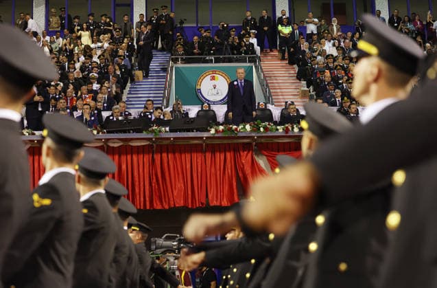 Turkish President Recep Tayyip Erdogan ANKARA, TURKIYE - AUGUST 13: (----EDITORIAL USE ONLY - MANDATORY CREDIT - TURKISH PRESIDENCY MURAT KULA HANDOUT - NO MARKETING NO ADVERTISING CAMPAIGNS - DISTRIBUTED AS A SERVICE TO CLIENTS----) Turkish President Recep Tayyip Erdogan attends Gendarmerie and Coast Guard Academy Graduation Ceremony at Gendarmerie and Coast Guard Academy in Beytepe district of Ankara, Turkiye on August 13, 2026. TUR Presidency Murat Kula Handout Anadolu Ankara Turkey. Editorial use only. Please get in touch for any other usage.  Copyright: x2026xAnadoluxTURxPresidencyx xMuratxKulax xHandoutx