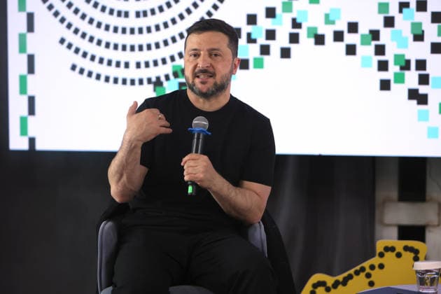 President of Ukraine Volodymyr Zelenskyy meets participants, experts, and partners during the final stage of selection for the National Tysiachovesna Initiative, Ivano-Frankivsk, Ukraine, August 13, 2026. The Tysiachovesna (Thousand Springs) Initiative of the President of Ukraine is implemented by the Ministry of Culture and the Office of the President. It is designed to foster the creation of new, high-quality Ukrainian cultural products, with up to UAH 4 billion in state support allocated for its implementation. (Photo by Yurii Rylchuk Ukrinform) President Zelenskyy speaks at National Tysiachovesna Initiative final  Copyright: xYuriixRylchukx