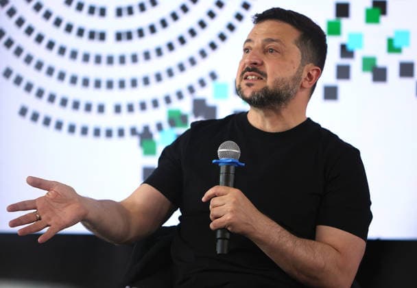 President of Ukraine Volodymyr Zelenskyy meets participants, experts, and partners during the final stage of selection for the National Tysiachovesna Initiative, Ivano-Frankivsk, Ukraine, August 13, 2026. The Tysiachovesna (Thousand Springs) Initiative of the President of Ukraine is implemented by the Ministry of Culture and the Office of the President. It is designed to foster the creation of new, high-quality Ukrainian cultural products, with up to UAH 4 billion in state support allocated for its implementation. (Photo by Yurii Rylchuk Ukrinform) President Zelenskyy speaks at National Tysiachovesna Initiative final  Copyright: xYuriixRylchukx