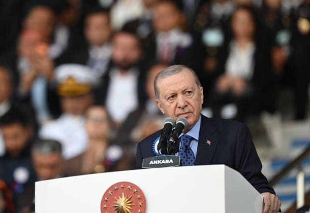 Turkish President Recep Tayyip Erdogan ANKARA, TURKIYE - AUGUST 13: Turkish President Recep Tayyip Erdogan delivers a speech as he attends Gendarmerie and Coast Guard Academy Graduation Ceremony at Gendarmerie and Coast Guard Academy in Beytepe district of Ankara, Turkiye on August 13, 2026. Mehmet Ali Ozcan Anadolu Ankara Turkey. Editorial use only. Please get in touch for any other usage.  Copyright: x2026xAnadoluxMehmetxAlixOzcanx