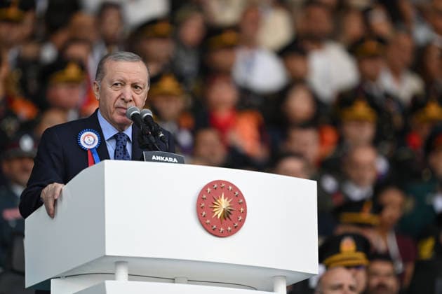 Turkish President Recep Tayyip Erdogan ANKARA, TURKIYE - AUGUST 13: Turkish President Recep Tayyip Erdogan delivers a speech as he attends Gendarmerie and Coast Guard Academy Graduation Ceremony at Gendarmerie and Coast Guard Academy in Beytepe district of Ankara, Turkiye on August 13, 2026. Mehmet Ali Ozcan Anadolu Ankara Turkey. Editorial use only. Please get in touch for any other usage.  Copyright: x2026xAnadoluxMehmetxAlixOzcanx