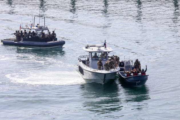 US and Panamanian forces conduct joint maritime operations during PANAMAX 2026 exercise PANAMA CITY, PANAMA - AUGUST 13: U.S. Coast Guard and Panamanian maritime vessels conduct joint operations during the PANAMAX 2026 security exercise in Panama on August 13, 2026. Held live and in the field for the first time since 2012, the 11-day multinational exercise brought together forces from the U.S., Panama, and 17 partner nations to strengthen regional readiness, enhance interoperability, and train in protecting the Panama Canal. Daniel Gonzalez Anadolu Panama City Panama. Editorial use only. Please get in touch for any other usage.  Copyright: x2026xAnadoluxDanielxGonzalezx