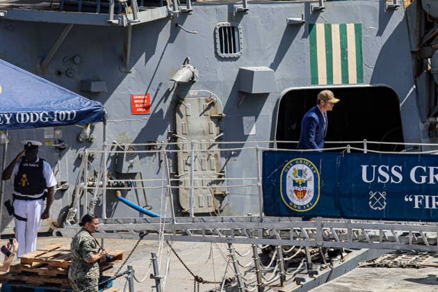 US and Panamanian forces conduct joint maritime operations during PANAMAX 2026 exercise PANAMA CITY, PANAMA - AUGUST 13: US Secretary of Defense Pete Hegseth is seen during the PANAMAX 2026 joint security exercise in Panama on August 13, 2026. Held live and in the field for the first time since 2012, the 11-day multinational exercise brought together forces from the U.S., Panama, and 17 partner nations to conduct maritime drills, air assault missions, cyber defense, and special operations training aimed at protecting the Panama Canal and countering regional security threats. Daniel Gonzalez Anadolu Panama City Panama. Editorial use only. Please get in touch for any other usage.  Copyright: x2026xAnadoluxDanielxGonzalezx