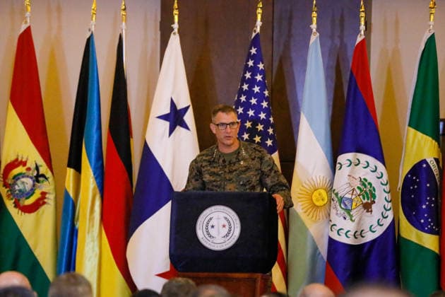 US and Panamanian forces conduct joint maritime operations during PANAMAX 2026 exercise PANAMA CITY, PANAMA - AUGUST 13: General Francis L. Donovan delivers a speech as U.S. Coast Guard and Panamanian maritime vessels conduct joint operations during the PANAMAX 2026 security exercise in Panama on August 13, 2026. Held live and in the field for the first time since 2012, the 11-day multinational exercise brought together forces from the U.S., Panama, and 17 partner nations to strengthen regional readiness, enhance interoperability, and train in protecting the Panama Canal. Daniel Gonzalez Anadolu Panama City Panama. Editorial use only. Please get in touch for any other usage.  Copyright: x2026xAnadoluxDanielxGonzalezx