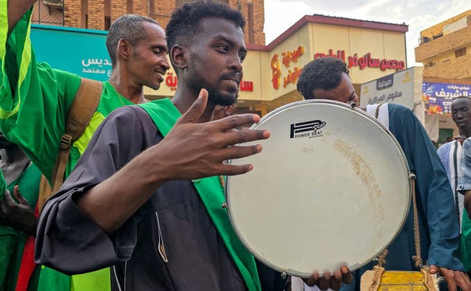 Traditional Prophet s Procession in Sudan KHARTOUM, SUDAN - AUGUST 13: People take part in Prophet s Procession march, which was held ahead of the anniversary of the Prophet Muhammad s birth, one of the country s deep-rooted traditions, in Khartoum, Sudan on August 13, 2026. Sufi groups performed devotional chants and hymns during the procession. Nezar Abdallah Basheer Anadolu Khartoum Sudan. Editorial use only. Please get in touch for any other usage.  Copyright: x2026xAnadoluxNezarxAbdallahxBasheerx