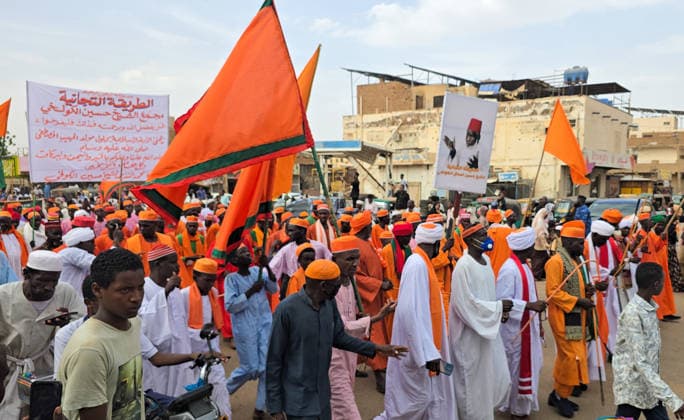Traditional Prophet s Procession in Sudan KHARTOUM, SUDAN - AUGUST 13: People take part in Prophet s Procession march, which was held ahead of the anniversary of the Prophet Muhammad s birth, one of the country s deep-rooted traditions, in Khartoum, Sudan on August 13, 2026. Sufi groups performed devotional chants and hymns during the procession. Nezar Abdallah Basheer Anadolu Khartoum Sudan. Editorial use only. Please get in touch for any other usage.  Copyright: x2026xAnadoluxNezarxAbdallahxBasheerx